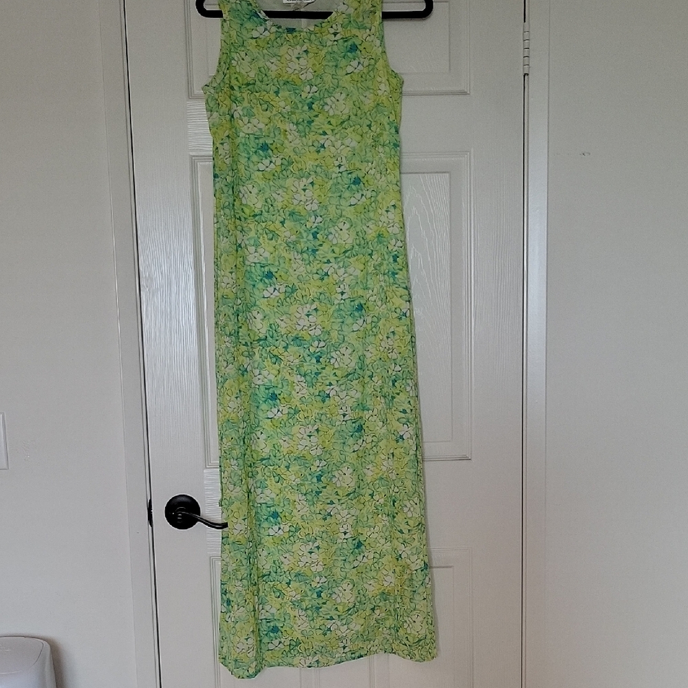 Floral Green Sleeveless Maxi Dress